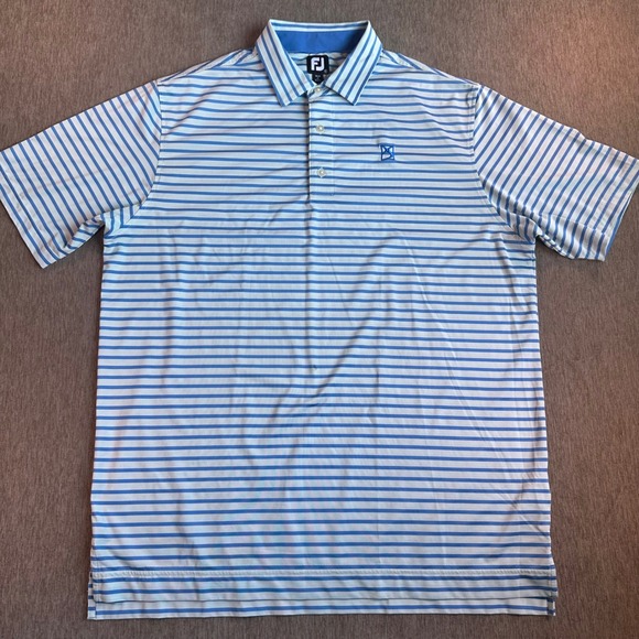 FootJoy Other - FootJoy Mens XL Golf Polo Shirt Blue White Striped Performance Short Sleeve